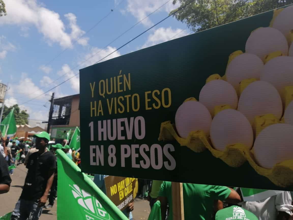 Simpatizantes de la Fuerza del Pueblo durante la marcha de este lunes por una vida más digna