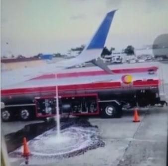 Avión con destino a Newark derrama combustible en pista del aeropuerto Las Américas