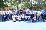 Inefi entrega cuatro canchas remozadas y utilería deportiva a centros escolares en Barranca, La Vega