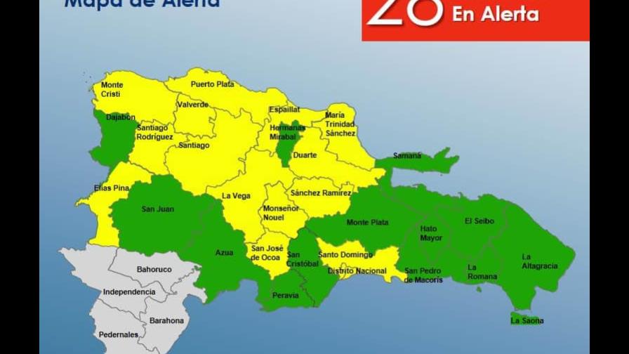 Alerta amarilla en provincias de República Dominicana por lluvias intensas