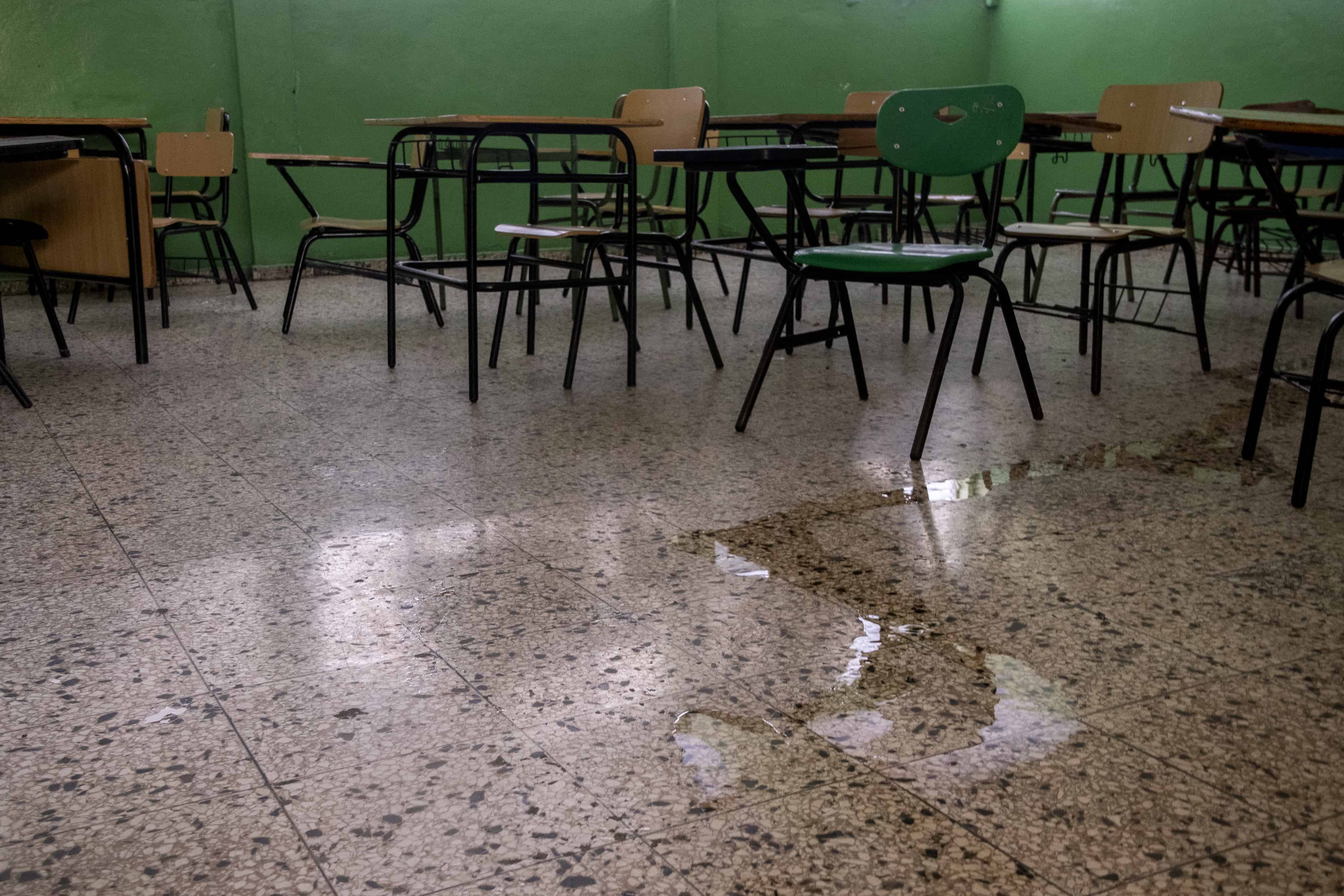 Aula afectadas por las lluvias