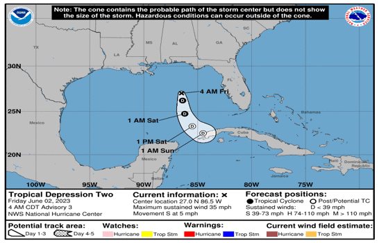Se forma segunda depresión tropical; se ubica al norte de Cuba y se mueve hacia el sur
