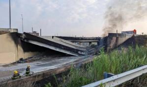 Colapsa un paso elevado de la interestatal 95, una de las autopistas más transitadas de EE.UU.