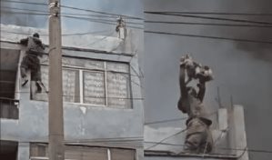 Colombiano trepa pared y rescata 25 perros de un fuego en Perú