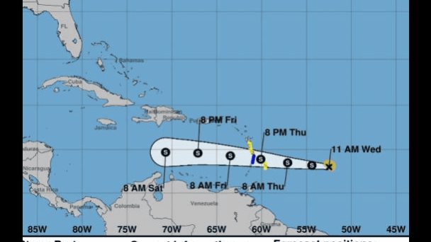 Tormenta tropical Bret sigue ruta a las Antillas Menores; el sábado se ubicará al sur de RD