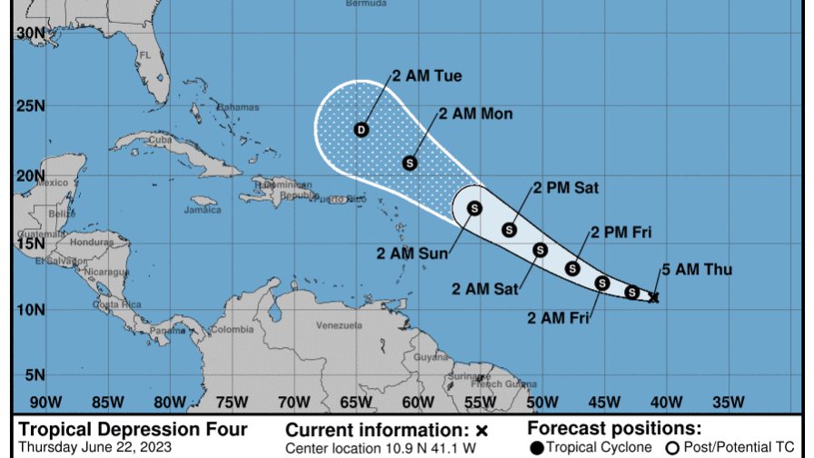 Se forma la depresión tropical 4 en el océano Atlántico