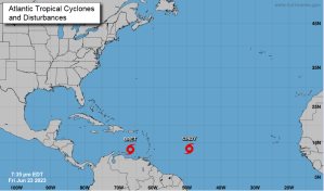Tormenta tropical Bret muestra debilidad sobre el Mar Caribe