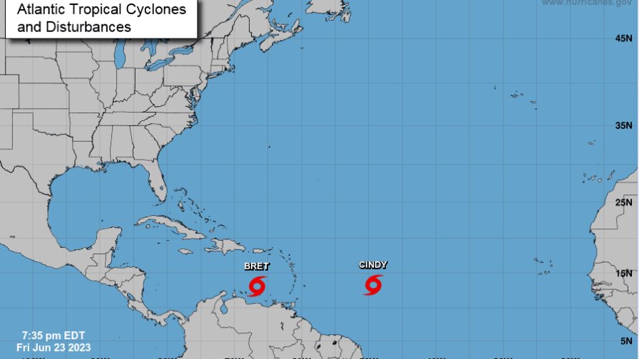 Tormenta tropical Bret muestra debilidad sobre el Mar Caribe