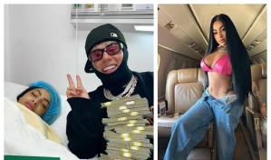 Yailin vuelve al quirófano el día de su cumpleaños y su colaborador Tekashi69 la visita con regalos y dinero