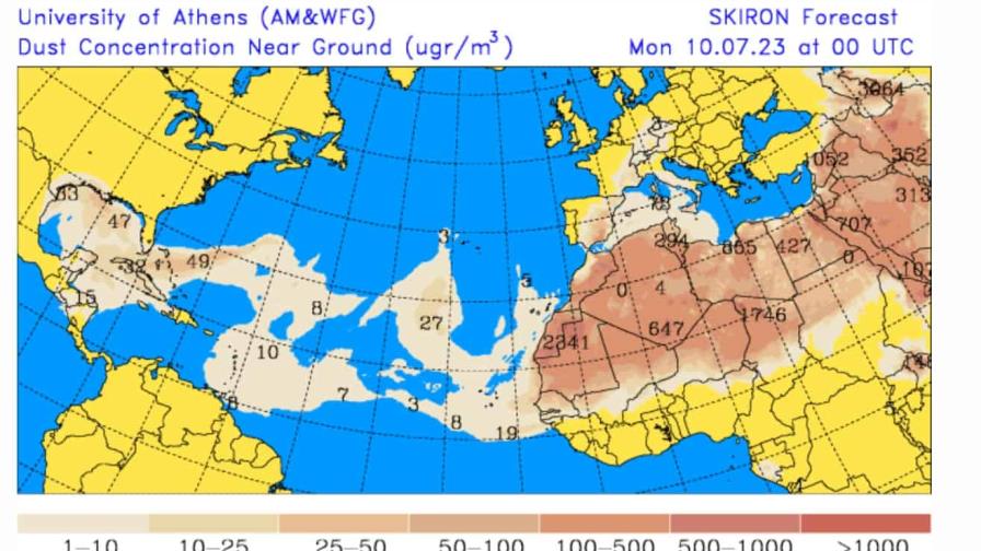 Polvo del Sahara, pocas lluvias y temperaturas calurosas este lunes