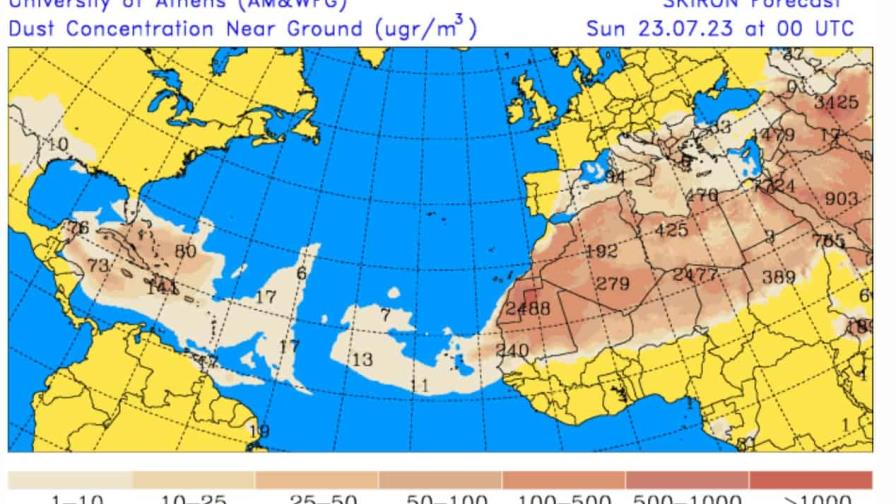 Polvo del Sahara continuará incidiendo hasta mediados de semana con altas temperaturas