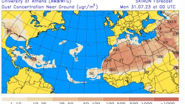 Polvo del Sahara y temperaturas de hasta 38 °C incidirán este lunes sobre el país