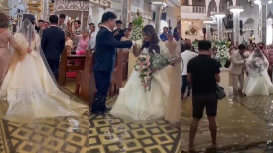 El amor venció: Una pareja desafía inundaciones para casarse en Filipinas