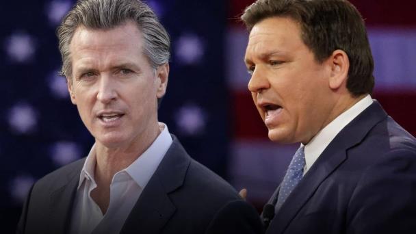 Los gobernadores antagonistas de California y Florida aceptan un debate por televisión