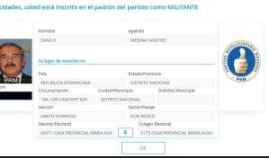 Danilo Medina aparecía como inscrito en el padrón electoral del PRM