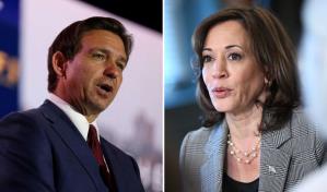 DeSantis trolea a Kamala Harris: saca camiseta en la que pide cuidar que Biden no se caiga