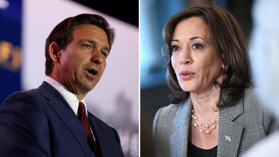 DeSantis trolea a Kamala Harris: saca camiseta en la que pide cuidar que Biden no se caiga