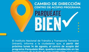 Desde este lunes centro de acopio Parquéate Bien estará ubicado en el Intrant