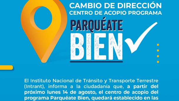 Desde este lunes centro de acopio Parquéate Bien estará ubicado en el Intrant