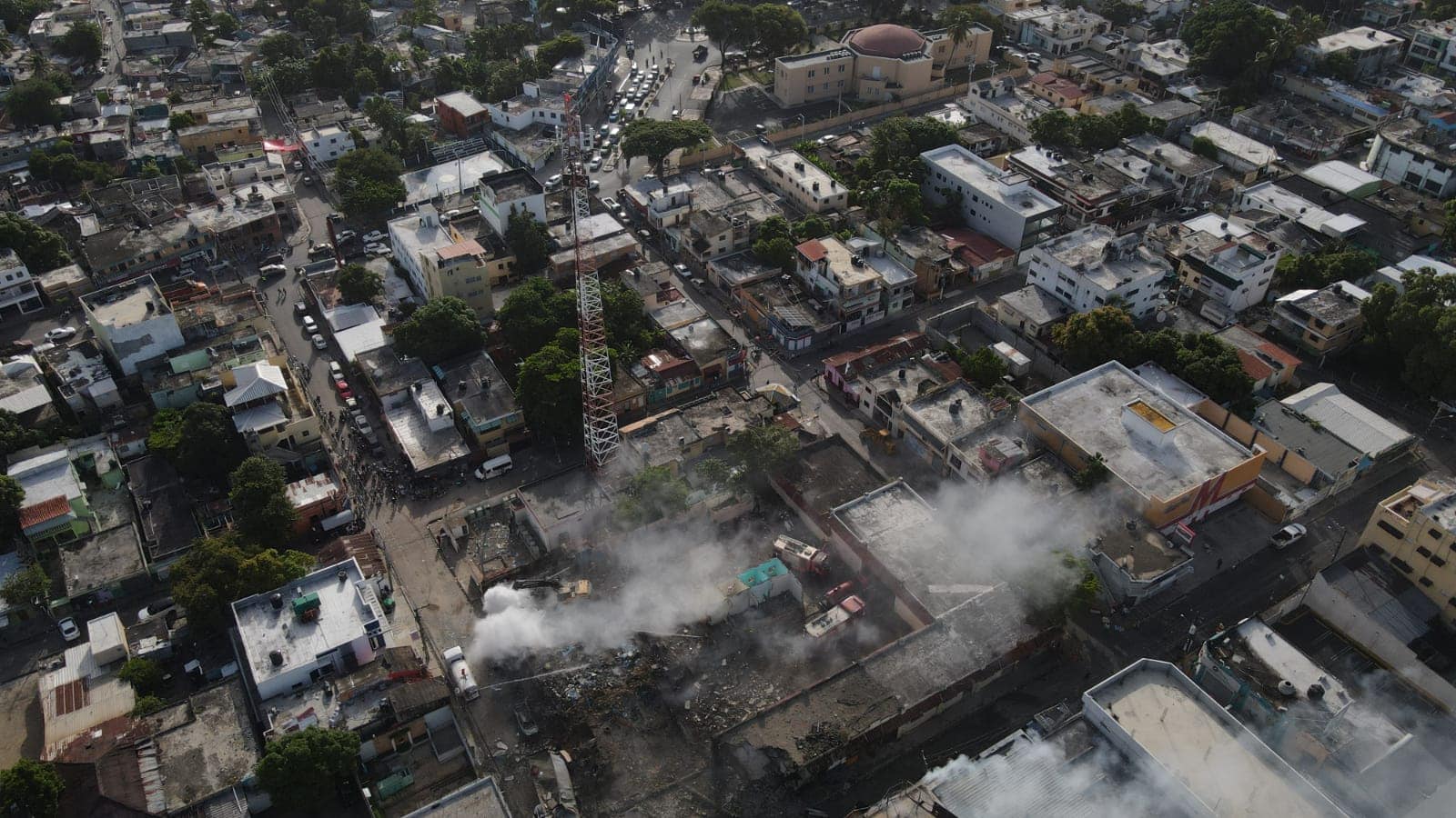 Vista aérea de la zona afectada por la explosión que sacudió San Cristóbal la tarde del lunes 14 de agosto.