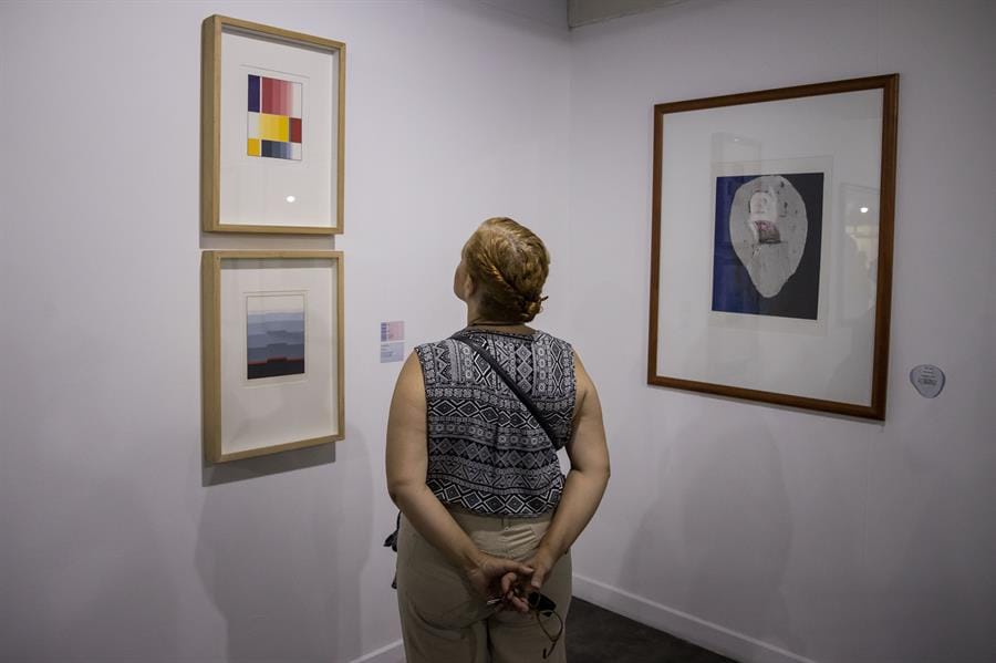 Una mujer observa una de las obras del fenecido artista venezolano.