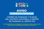 Alcaldía del Distrito cerrará parques y plazas desde el mediodía del martes por tormenta Franklin
