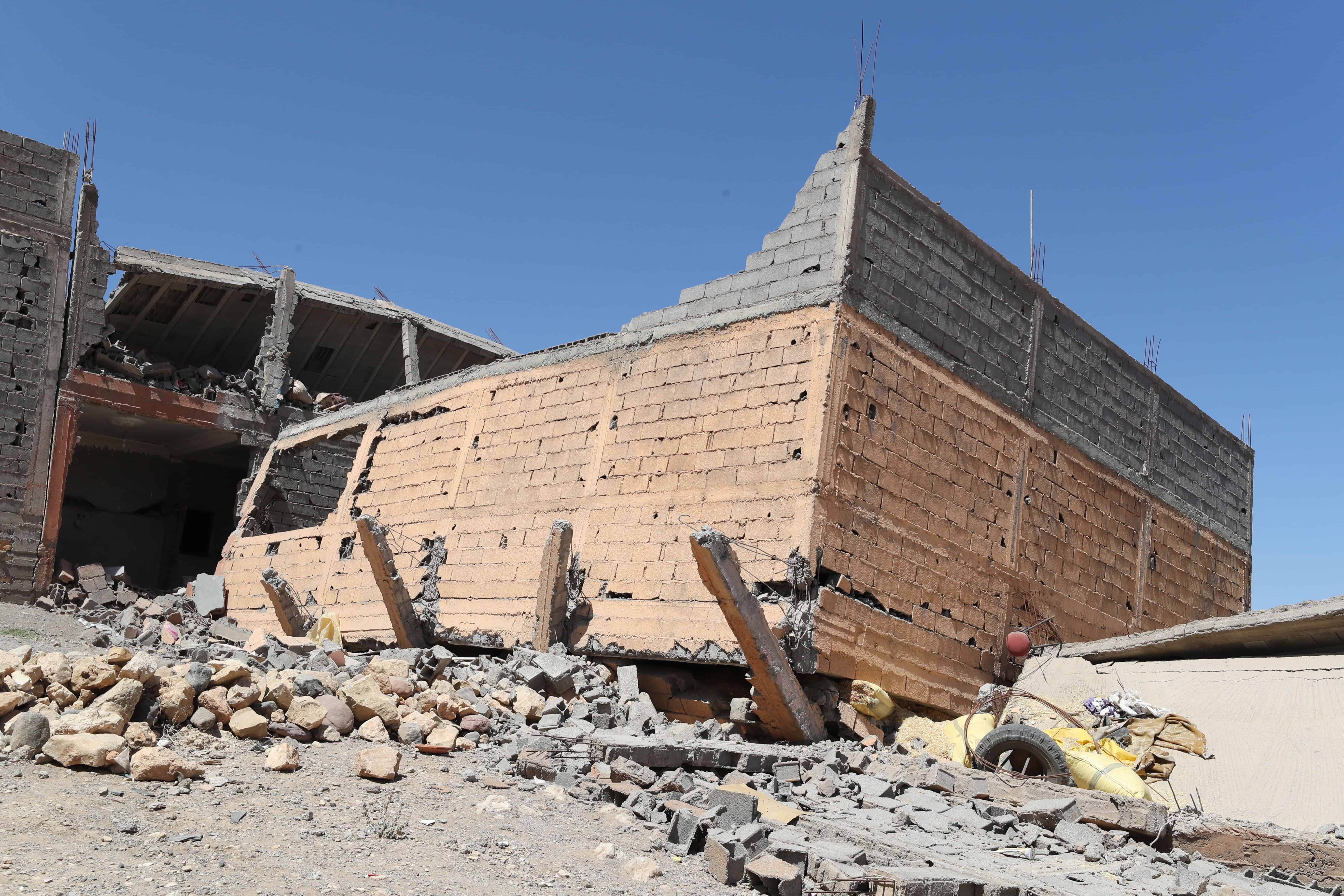 Vista de un edificio dañado en Moulay Brahim, al sur de Marrakech, Marruecos, 10 de septiembre de 2023, tras un potente terremoto.