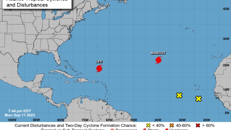 Margot se convierte en huracán en aguas abiertas del Atlántico y Lee sigue en categoría 3