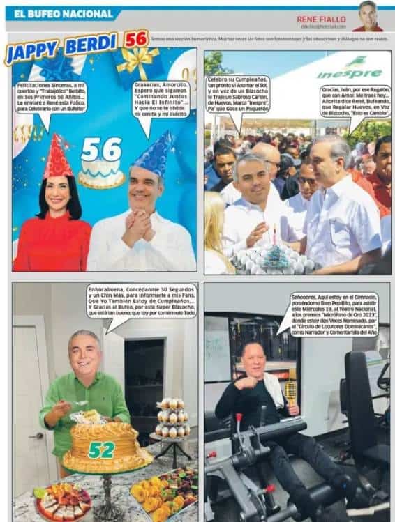 Fiallo hizo un bufeo del cumpleaños de Abinader.