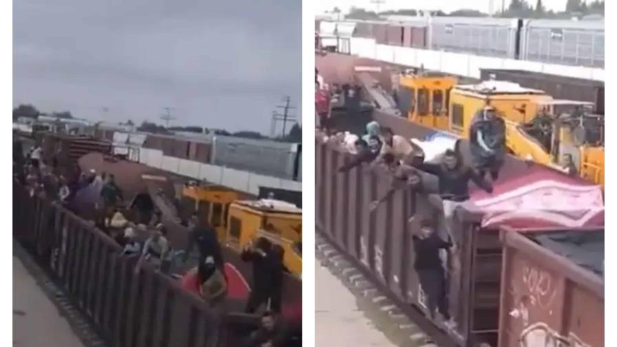 Migrantes celebran a bordo de un tren que los cruzará ilegalmente a EE.UU. desde México