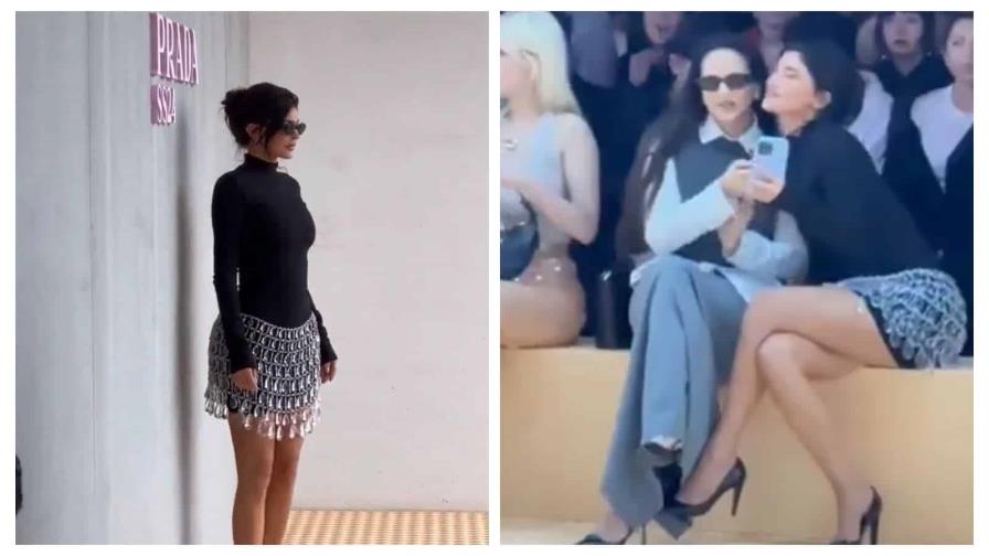 Rosalía y Kylie Jenner asisten juntas al desfile de Prada en la Semana de la Moda de Milán