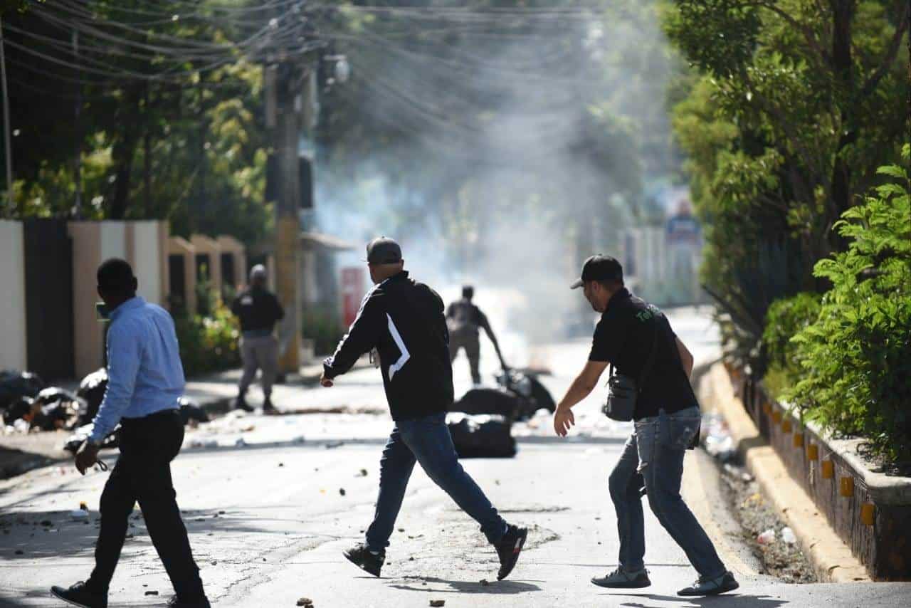 La protesta de este lunes en San Francisco de Macorís.