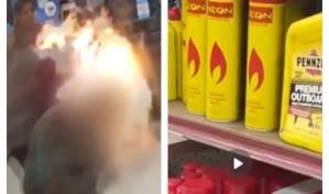Empleado de tienda es incendiado con líquido inflamable mientras se enfrenta a un ladrón