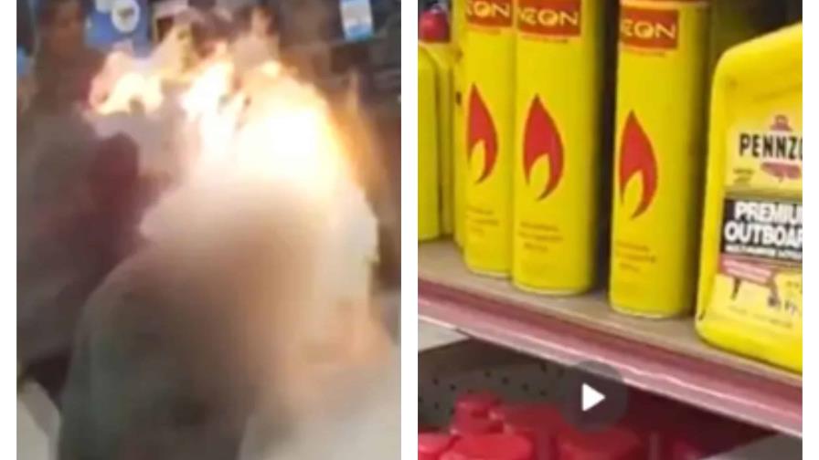 Empleado de tienda es incendiado con líquido inflamable mientras se enfrenta a un ladrón