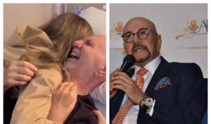 Emotiva sorpresa de Pamela Sued a su padre en Barcelona