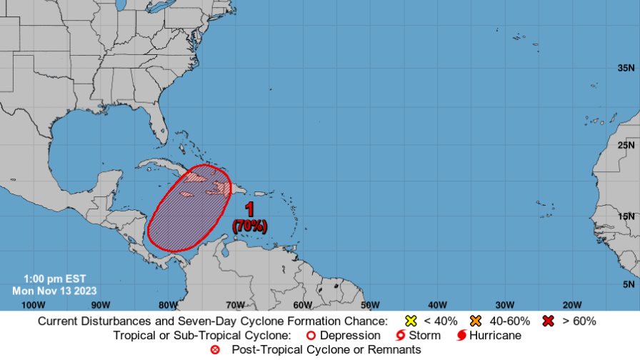 Onamet vigila posible formación de área de baja presión en la zona del Caribe
