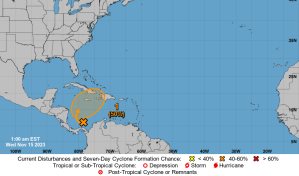 Fenómeno tropical con potencial para producir lluvias fuertes en el fin de semana