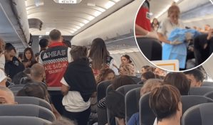 Mujer da a luz en avión mientras los pasajeros sorprendidos observan