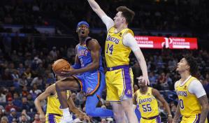 Continúa la semana de altibajos de Lakers; pierden por 133-110 ante el Thunder
