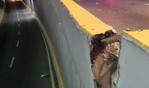 Cierran paso a desnivel de la 27 de Febrero con Tiradente para reparar muro afectado por accidente