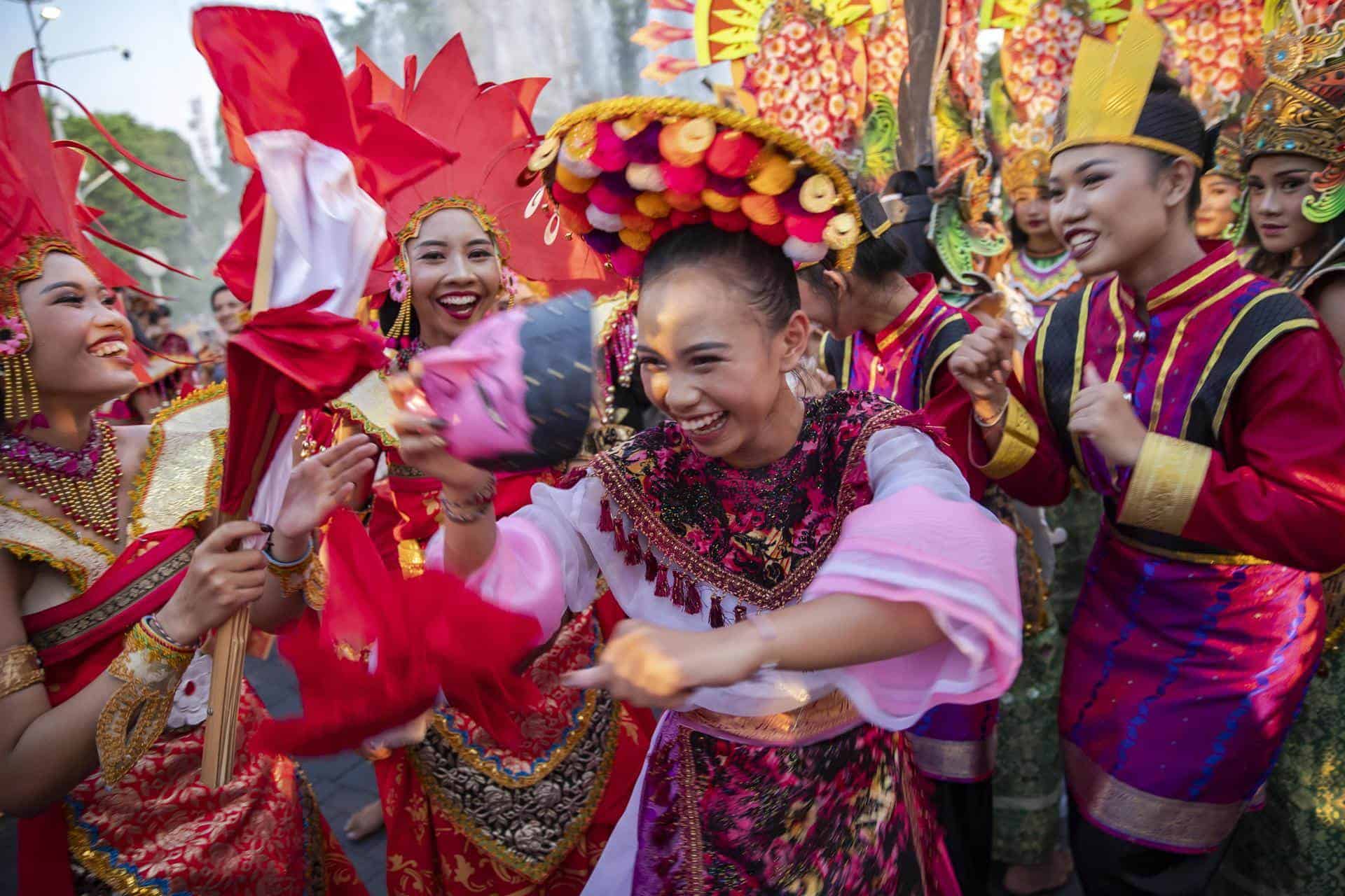 Celebración de Año Nuevo, en Bali, Indonesia.