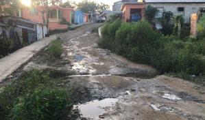 Denuncian varias calles en sector de El Seibo están llenas de aguas negras y hoyos