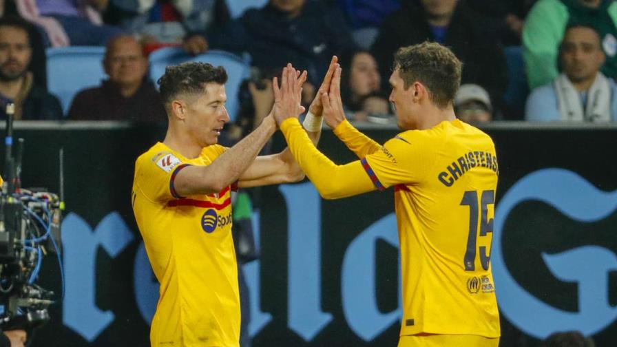 Barça se impone al Celta de Vigo con gol de último momento de Lewandowski