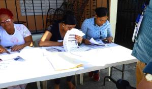 Dirigentes del PRM dominan el escenario afuera de los recintos electorales