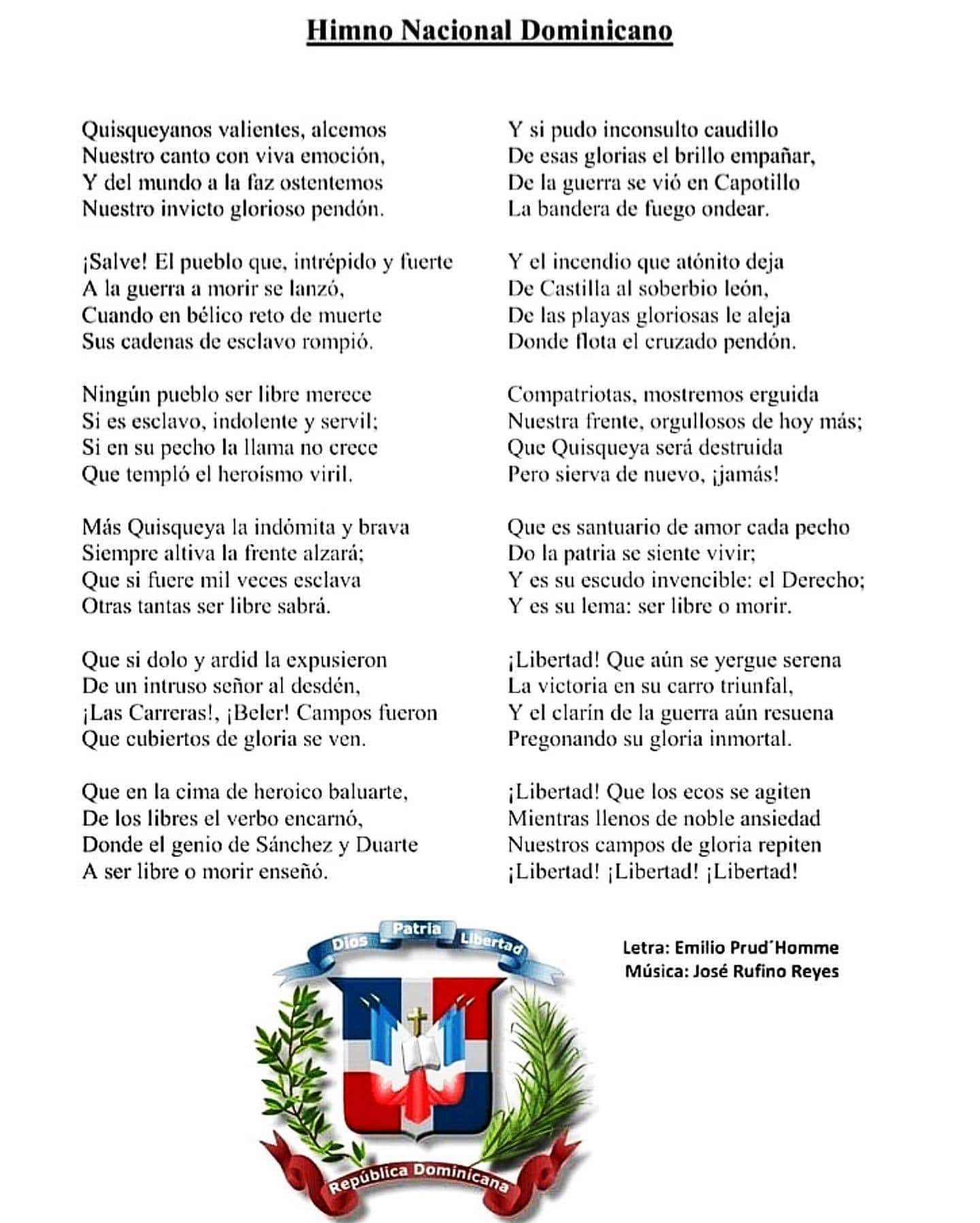 Himno Nacional Dominicano Patria Y Lengua Para El Futuro Diario Libre 7713