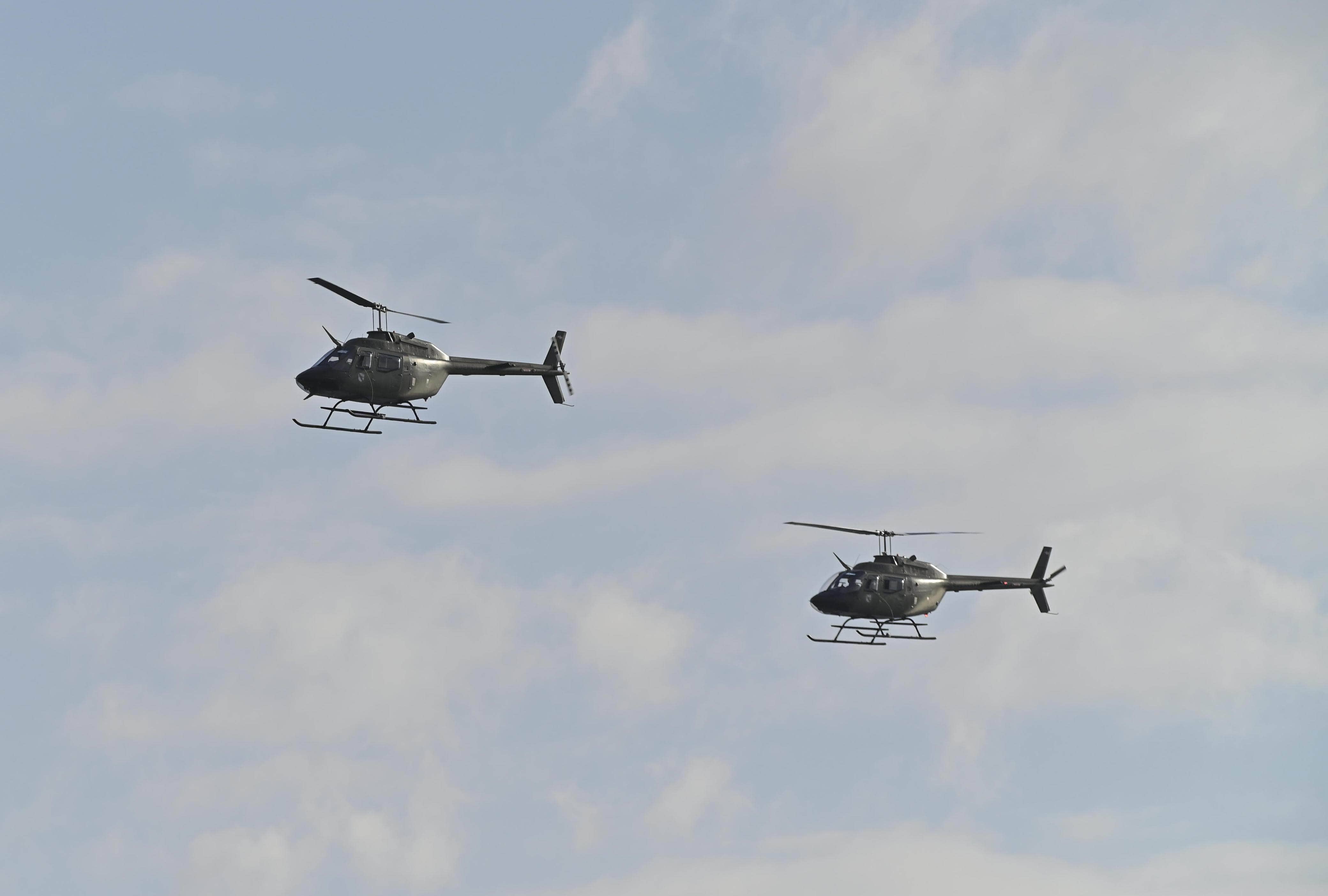 Dos helicópteros durante el desfile. 