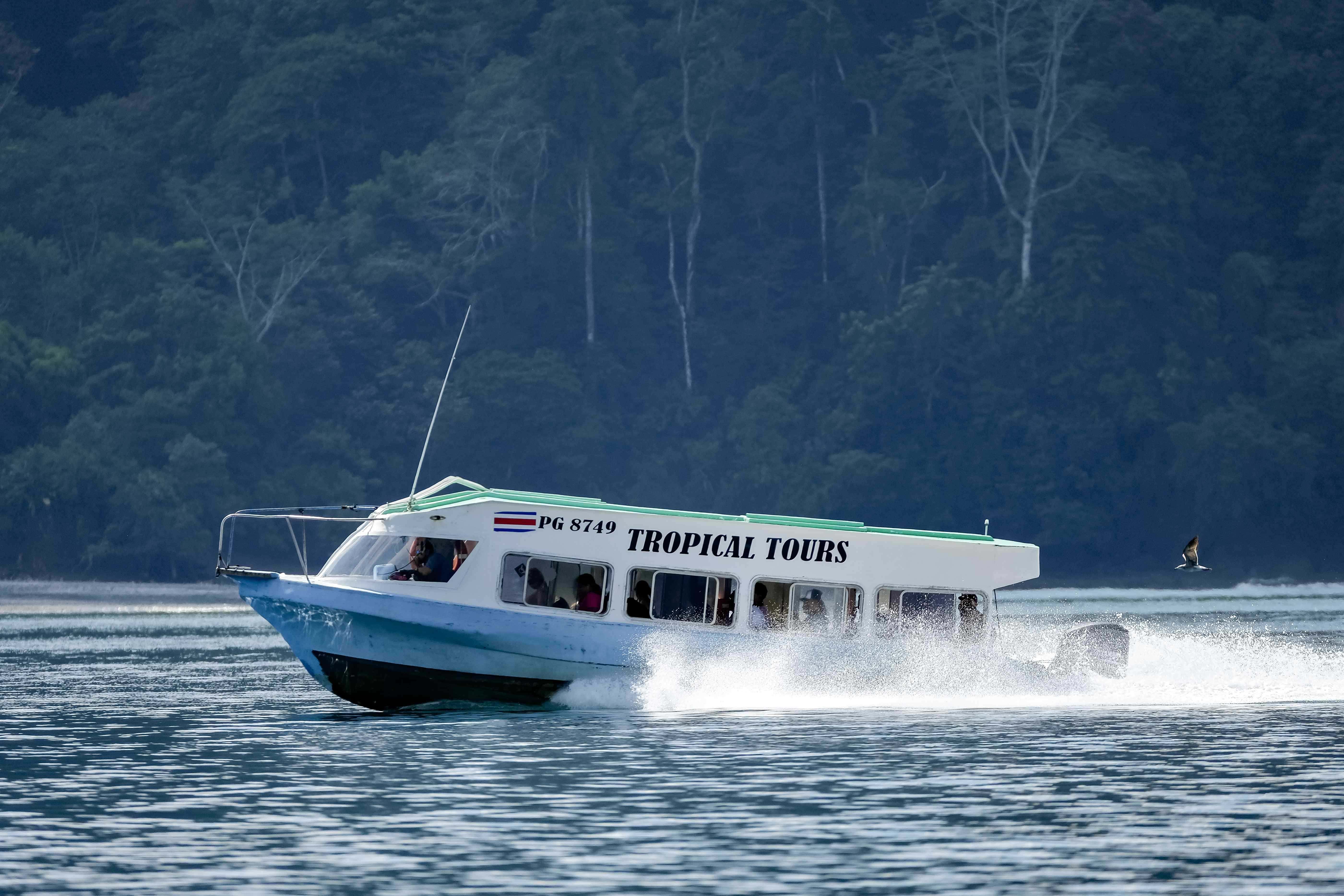 Barco con turistas cruza el Golfo Dulce