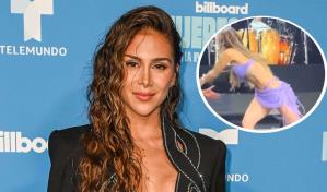 Greeicy sufre un calambre en pleno concierto que casi la tira al piso y todo queda captado en video
