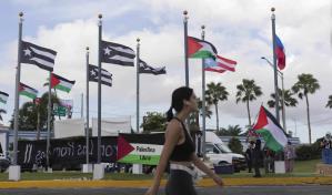 Realizan una protesta simbólica en San Juan en contra de la visita de Kamala Harris
