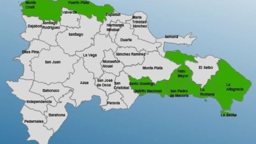 El Distrito Nacional y siete provincias en alerta por aguaceros este lunes debido a sistema frontal